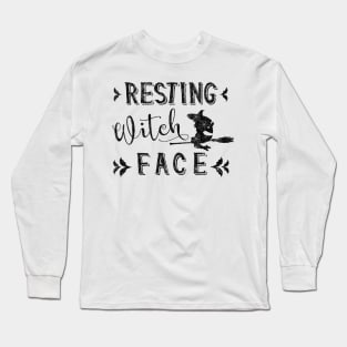 Resting Witch Face with Cobweb Print Long Sleeve T-Shirt